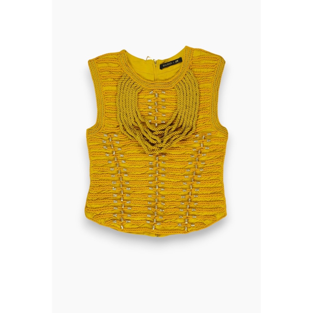 Balmain x H&M Sleeveless Top‎ Gold Rope Detail Embellished Size 4
